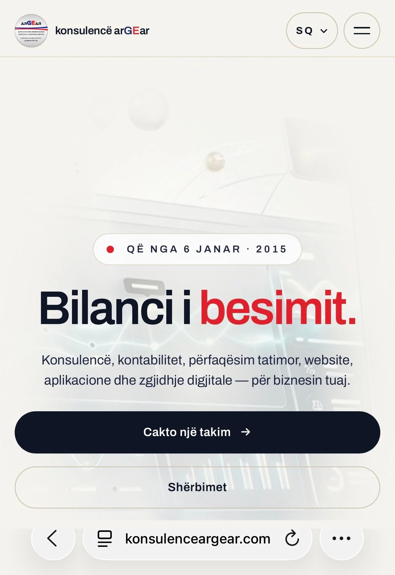 Pamje e faqes kryesore konsulenceargear.com